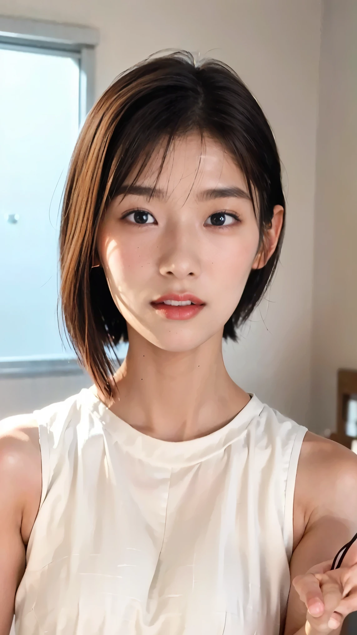 Memory correction:2.55, Everything is modern:1.66, Beautiful Japanese woman photo, (((smile))), 20-year-old, Oil for straight, one-length hair＆Hair balm:1.55, (photo Realistic:1.4), (hyper Realistic:1.4), (Realistic:1.3), (Smoother lighting:1.05), (Improving the quality of cinema lighting:0.9), 32K, 1 person,20-year-oldの, Realistic lighting, Backlight, The light shines on your face, Ray Tracing, (Bright light:1.2), (Improvement of quality:1.4), (Highest quality Realistic textured skin:1.4), fine grain, Detailed face,(smile:0), (Emphasis on face close-up:1.3), (Enhances the beauty of skin texture:1.1),((Extremely precise and accurate anatomy:1.0)), (Enhances the beauty of skin texture:1.1), Clean and glowing skin, mesh, thin:1.2, (Realistic:1.3), Realisticなライティング, (Smoother lighting:1.05), 32K, One Japanese woman, fine grain, Detailed face, (Film Grain:1.1),(Accentuates body lines:1.1), High resolution, Natural look, Kind eyes, Improves hair quality, Delicate light and shadow, Transparent muscles, Graceful pose, Beautiful Eyes, Sharp details, Soft light reflection, Beautiful contours, Delicate skin tone, Fine hair texture,Cute Japanese Women Photos,