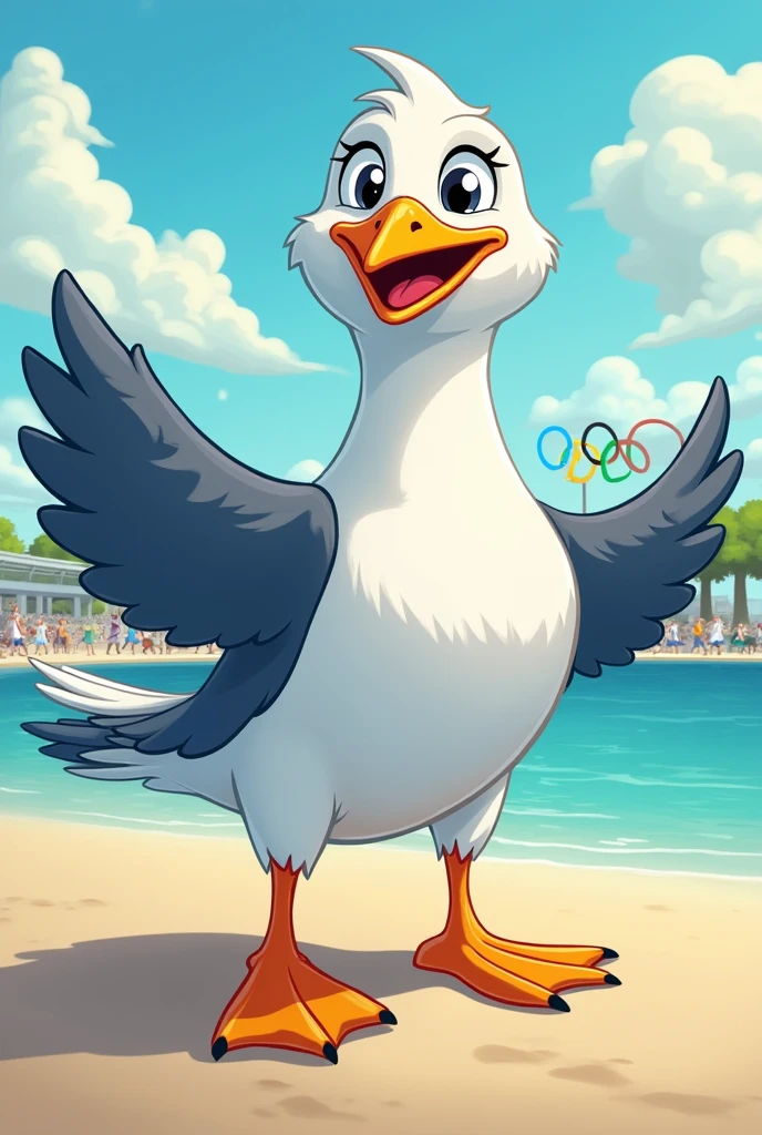 Seagull cartoon olympic mascot 
