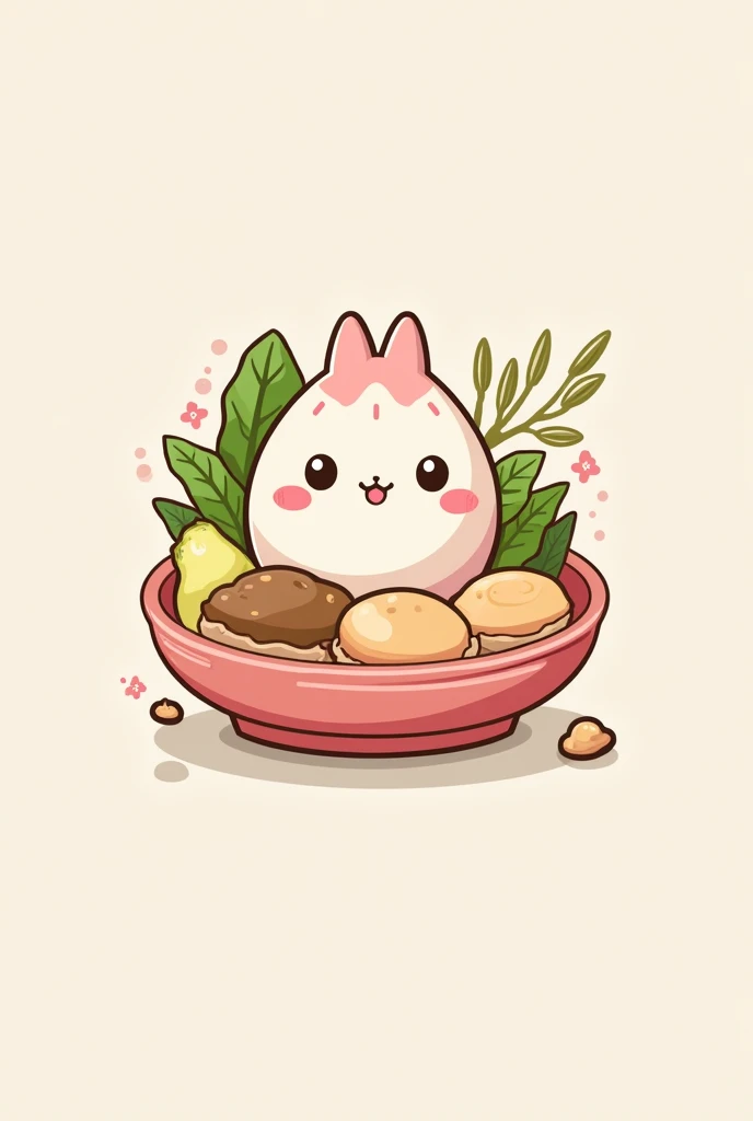 Create a cute pink and green logo for homemade Japanese snack