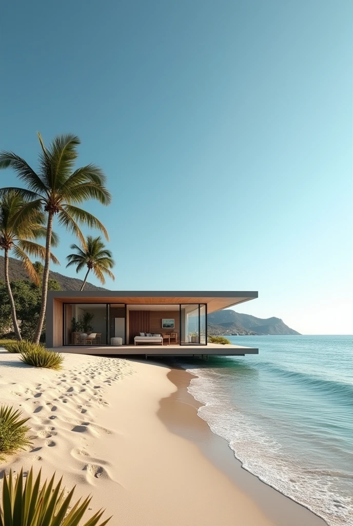 portable luxury house on the sand in a sea