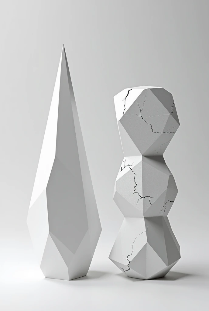 representation of two objects, One perfect and the other one below with different imperfections than the one above
