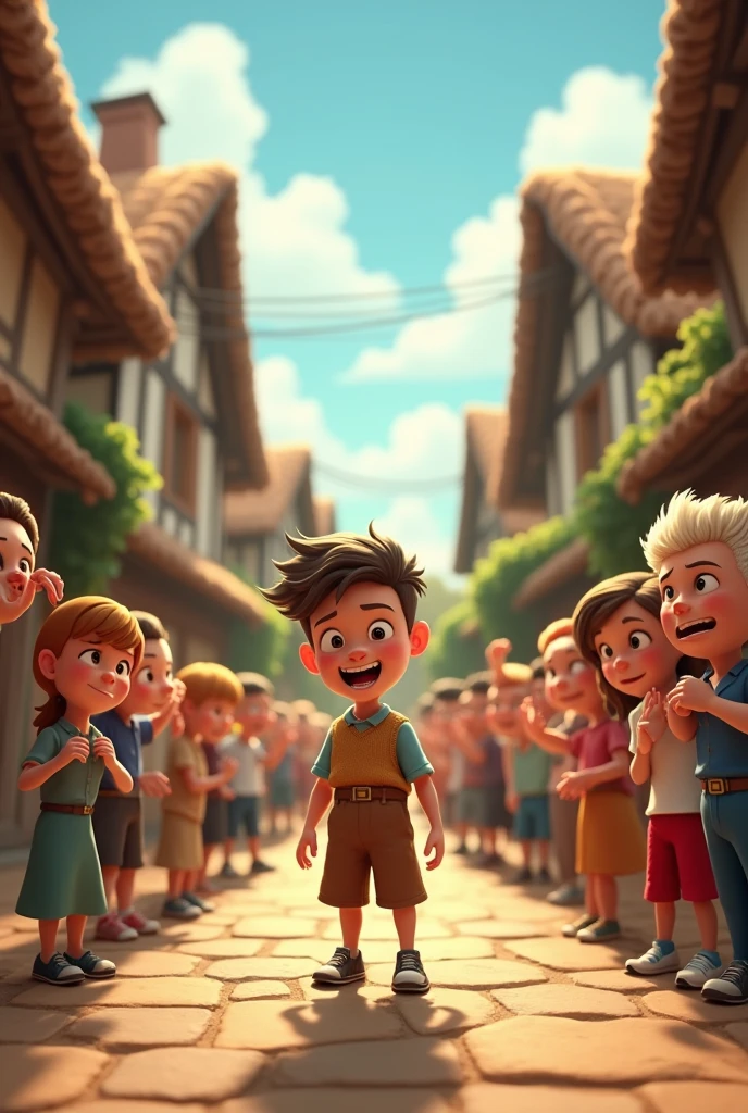 Text/Voiceover Prompt: "He did it again…and again. Each time, the villagers came running, only to be fooled."Visuals: Show a montage of the boy laughing while villagers get frustrated, slowly losing trust.