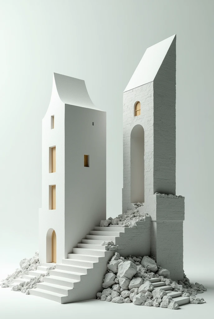 representation of two structures, One perfect and the other one below with different imperfections than the one above