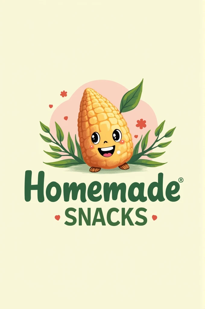 Create a cute pink and green logo for homemade  snack 