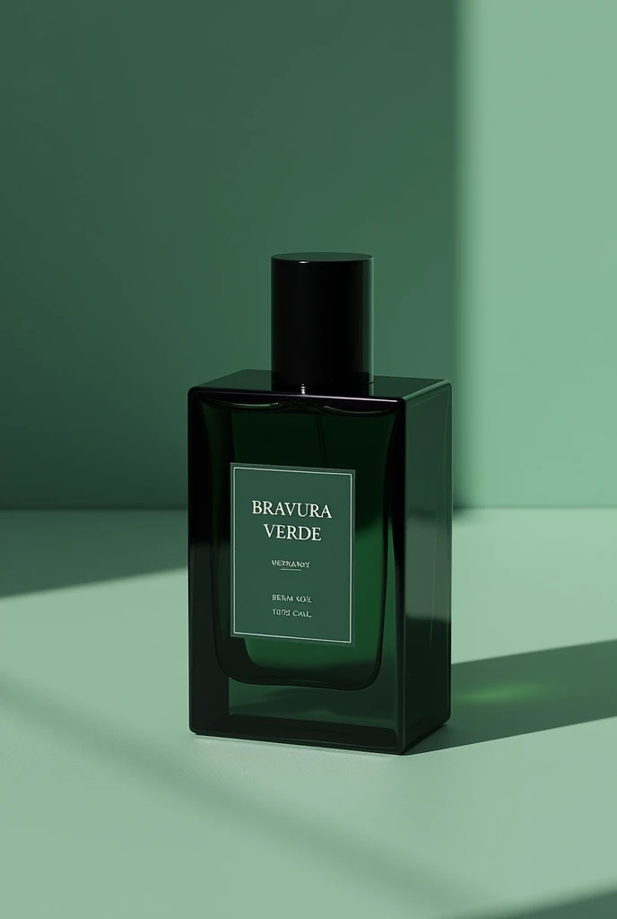A perfume based on vetiver, that it has a natural design and that the bottle is not too big, that the colors are a combination of black with sea green and its name on the label is bravura verde and that the main ingredient is vetiver 