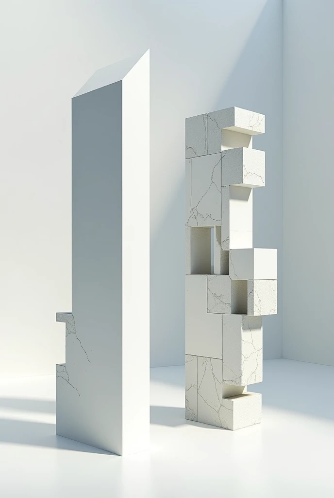 representation of two structures, a perfect structure and the other one below with different imperfections than the one above