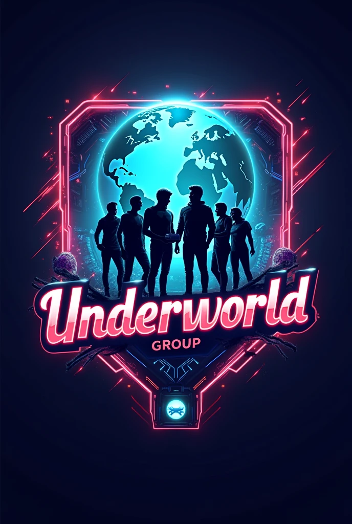 Make a People gaming group lgog.The logo will have an earth symbol. Logo name UNDERWORLD write on the photo