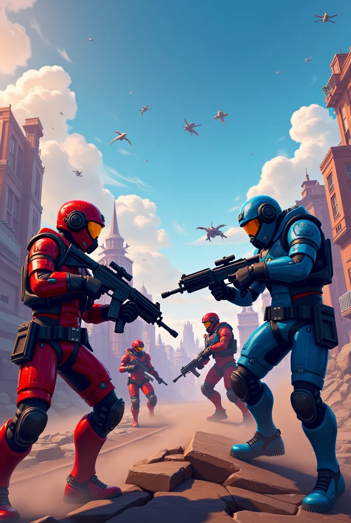 create a red vs blue fortnite image1920x1080