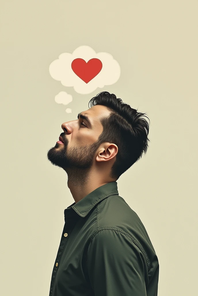 A man is thinking about his past love and grief and speech balloon