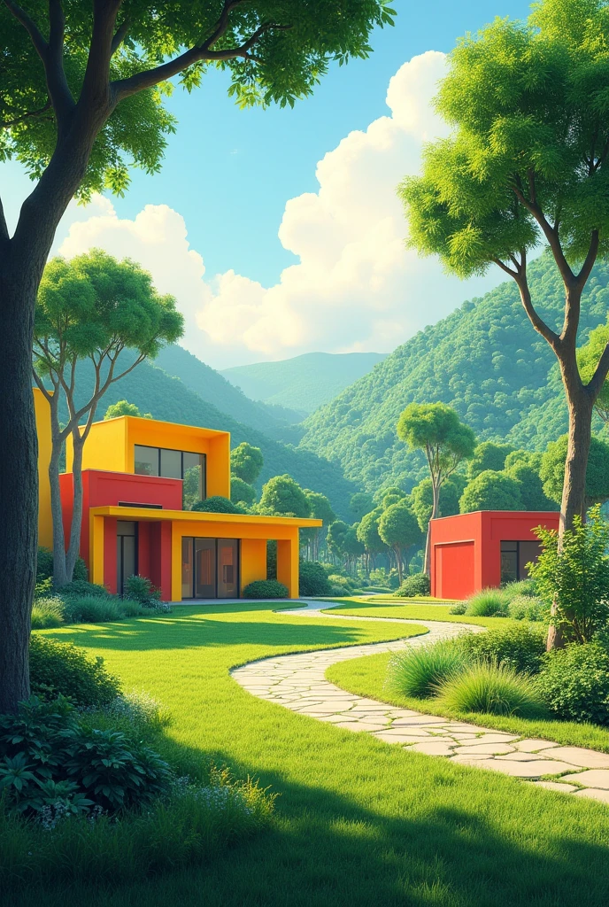 Architectural concepts color theory in a park 