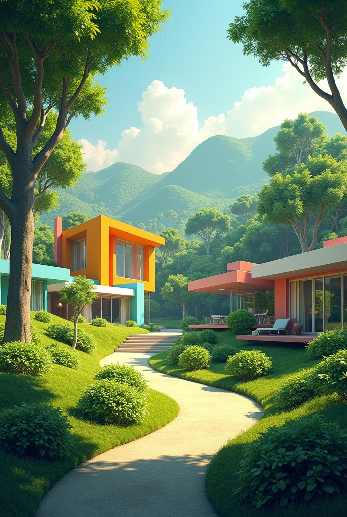 Architectural concepts color theory in a park