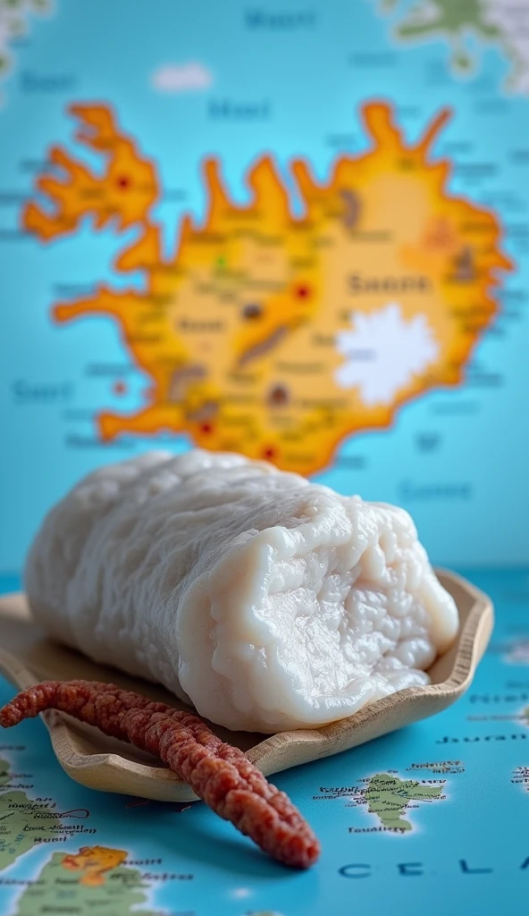 One image will have text Hakarl - Iceland and the background image will have a map of Iceland in full color