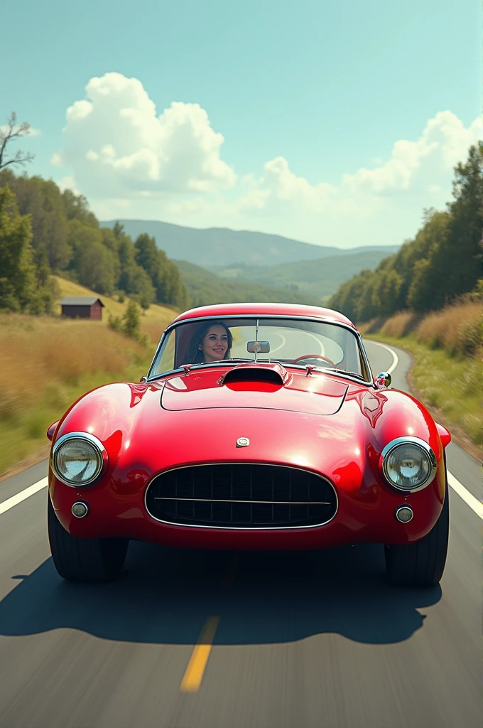Red car on raod 1956