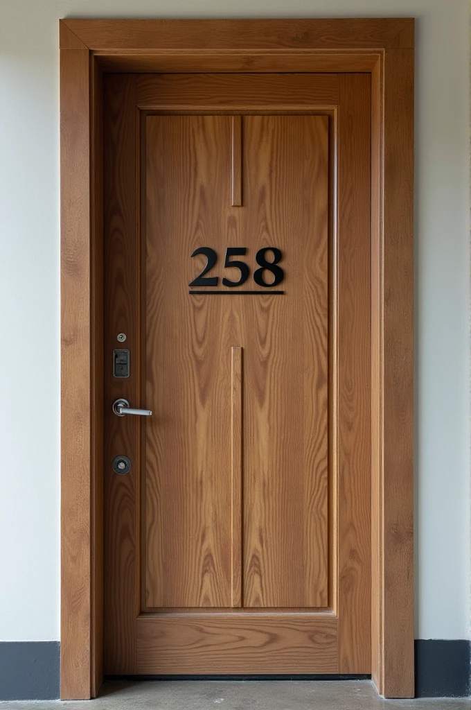 Room no 258 written on door of wood