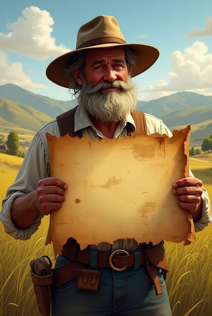 The farmer holding an old, weathered treasure map.
