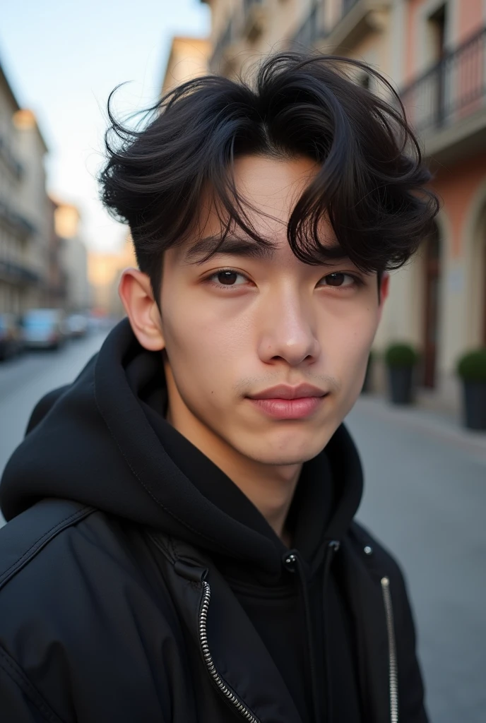 ((highest quality, 8K, masterpiece: 1.3)), Instagram selfie pictures、Handsome boy in street fashion:1.5, 20-year-old、Delinquent boy、 well-groomed face, random hair color、thin face、（white skin:1.5）、perfect body、（beckoning:2.0）、dark eyes、Super handsome、sexy eyes、Extra-fine face, handsome nose, small eyes and face, beautiful lighting, High resolution, detailed mouth, smile, whole body: 1.5, perfect body shape、super slim，medium hair、STUSSY clothes、silver accessories、Oversized clothes、