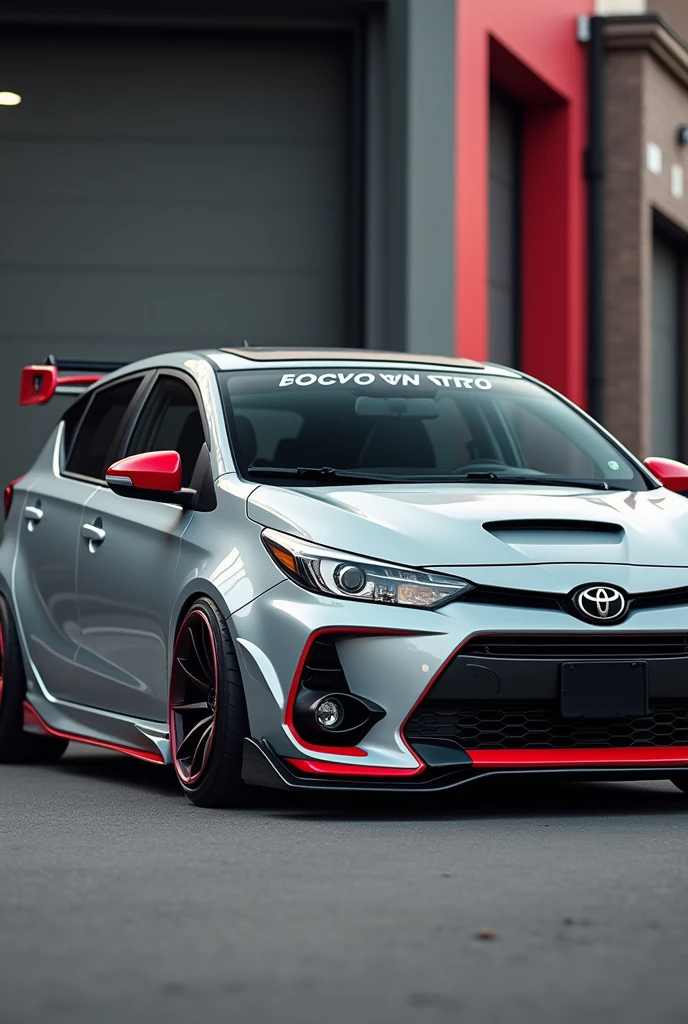 Toyota Matrix Light Gray & Red Tuning