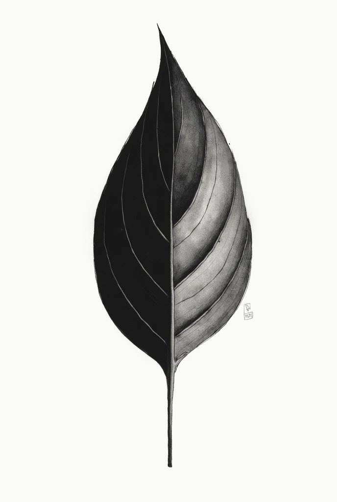 Abstract drawing of a leaf in black and white