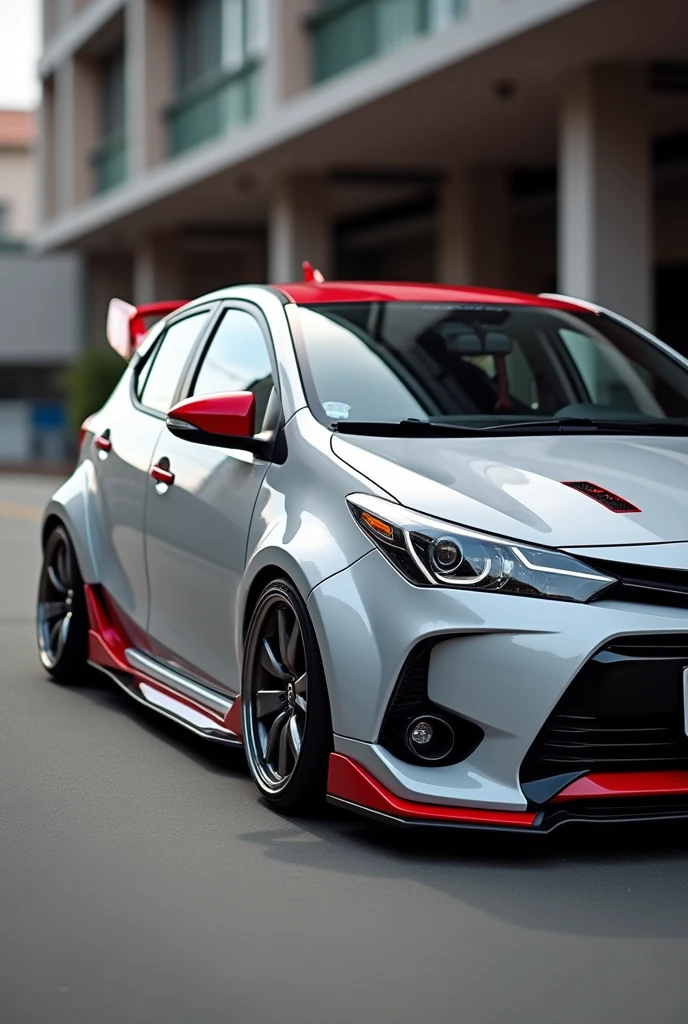 Toyota Matrix Light Gray & Red Tuning