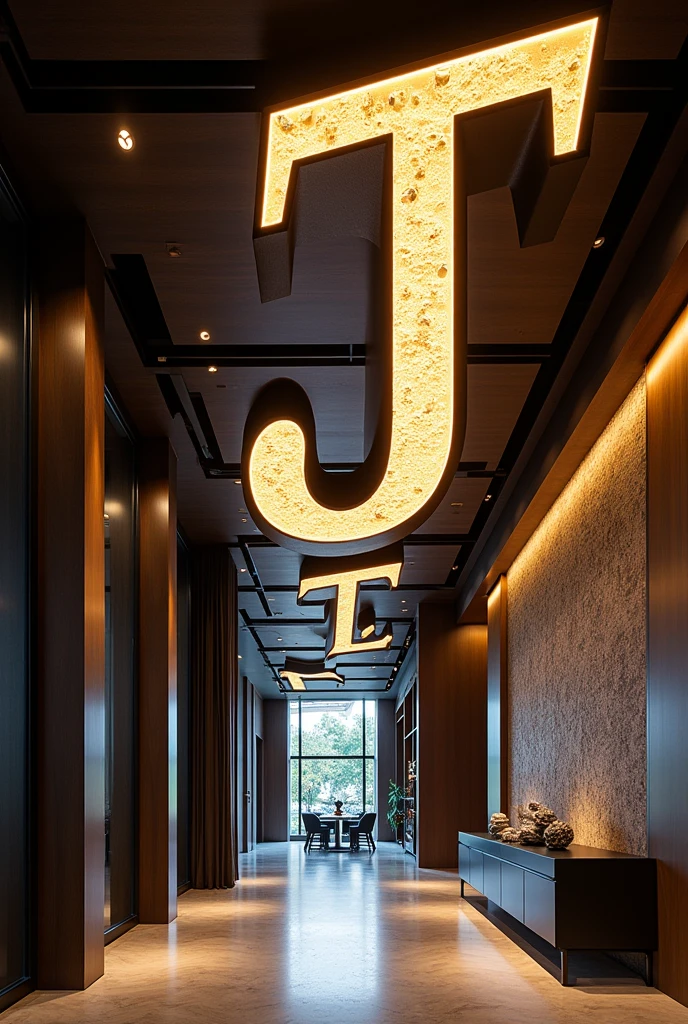 The ceiling has the letters T and J.