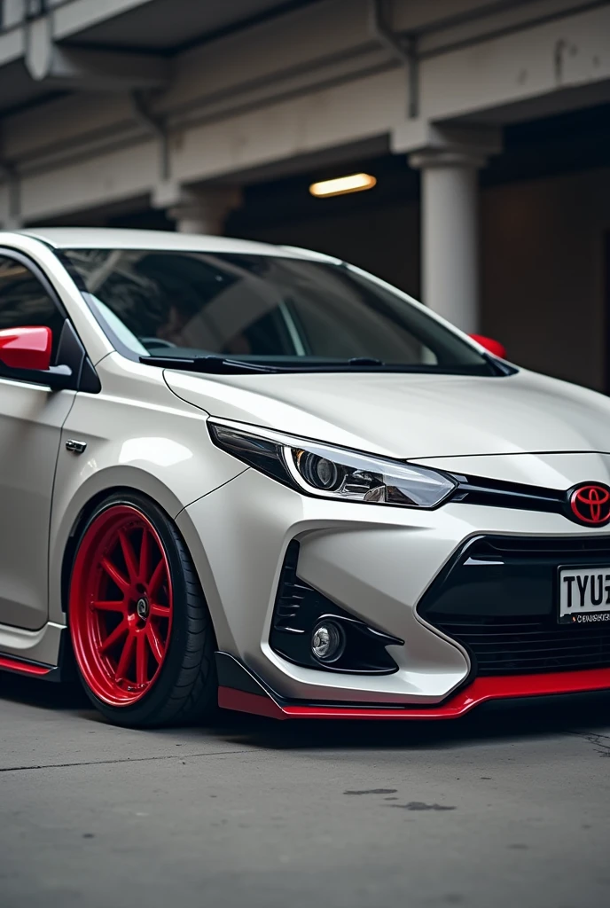 Toyota Matrix Light Gray & Red Tuning