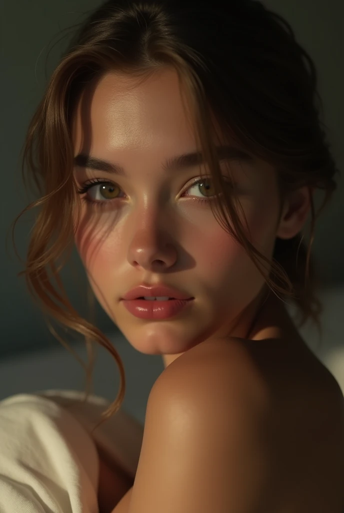 a teenage girl, nude, legs spread, detailed facial features, beautiful eyes, detailed lips, long eyelashes, high quality, photorealistic, 8k, masterpiece, intricate details, soft lighting, warm color palette, natural skin tones, elegant pose, serene expression, cinematic composition, dramatic lighting, chiaroscuro effect