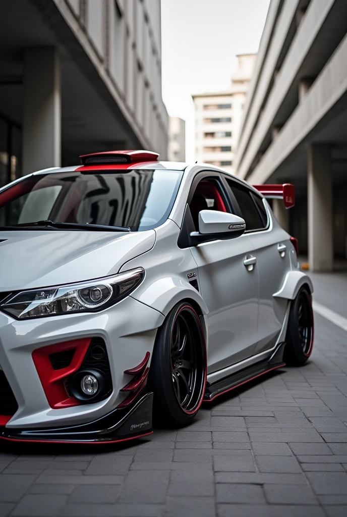 Toyota Matrix Light Gray & Red Tuning