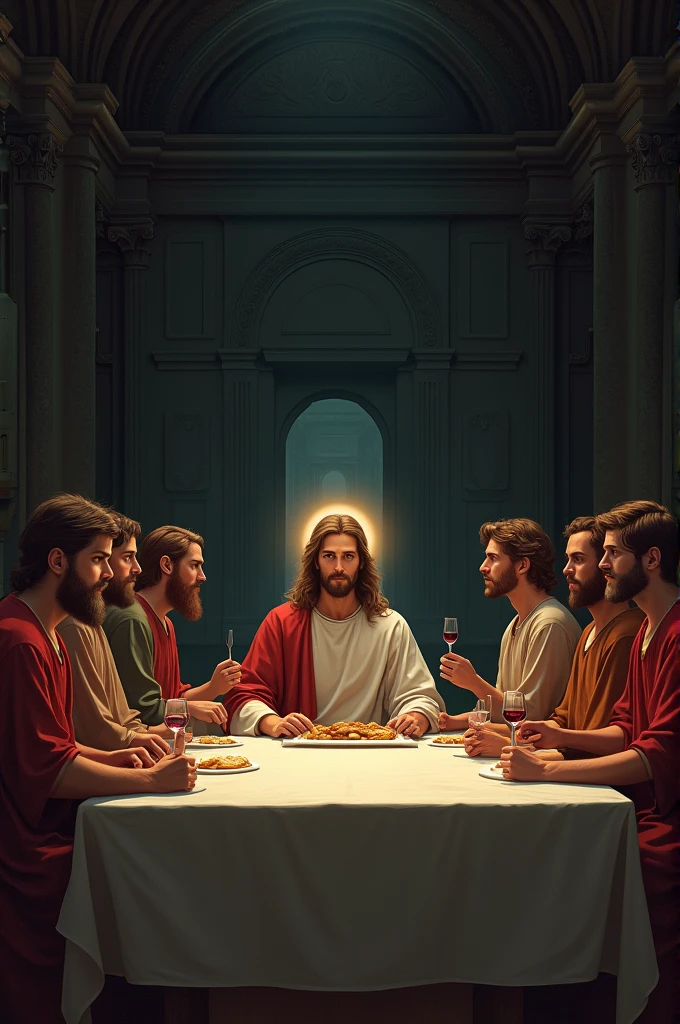 Create an image of the last supper of Jesus Christ from the location