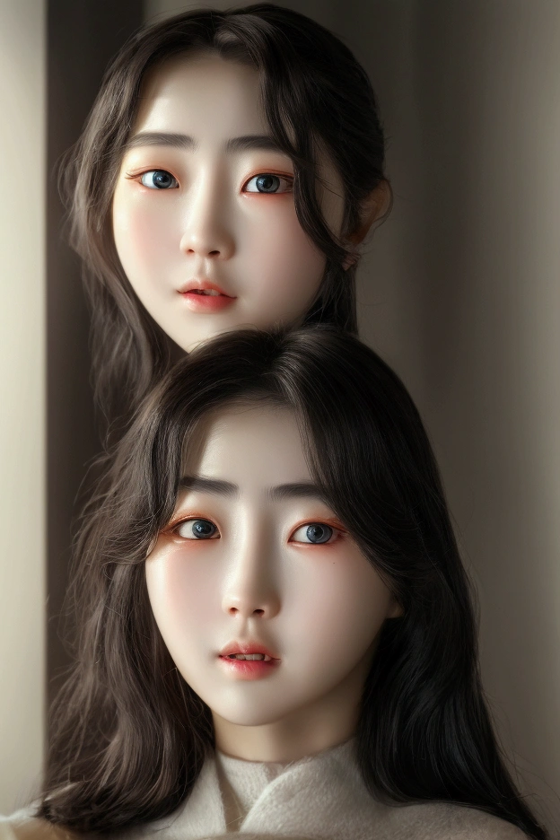 Photo Realistic a happy korean girl  21, surprised expression, beautiful detailed eyes, beautiful detailed lips, extremely detailed face, large expressive eyes, long eyelashes, imagining entering a new world similar to the city in Final Fantasy VII Rebirth, vibrant colors, intricate details, kawaii style, octane render, 8k, highly detailed, photorealistic, dramatic lighting, volumetric fog (1:1)