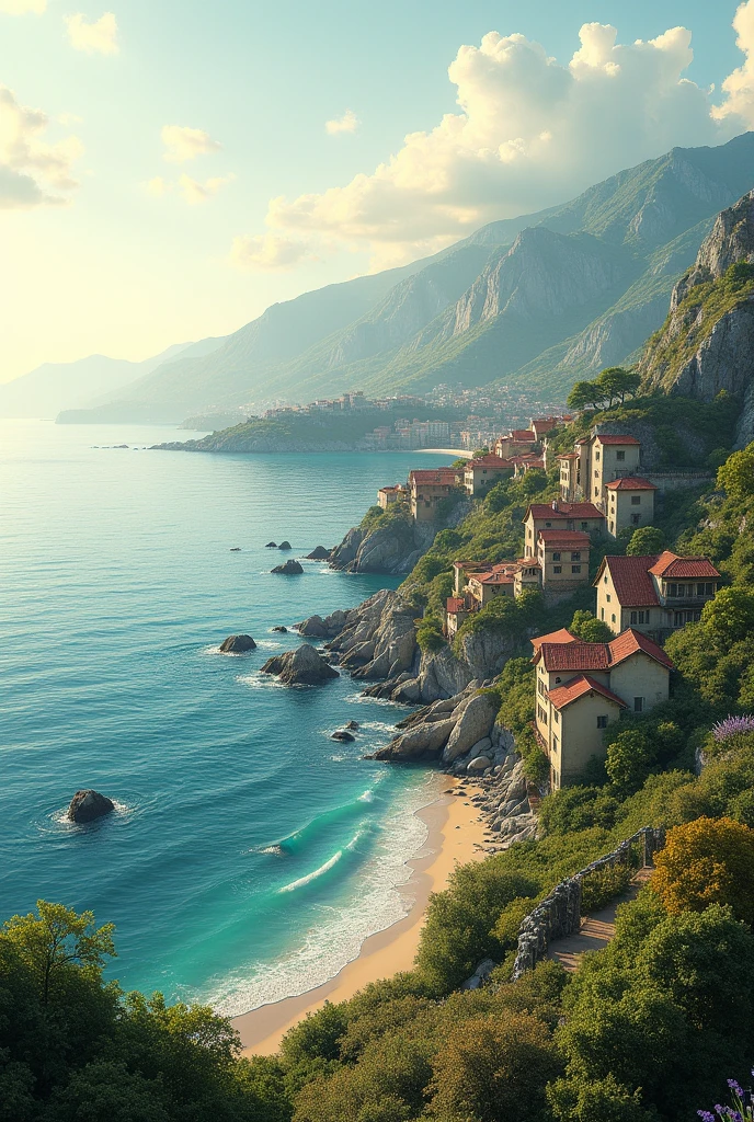 In a quiet coastal town, The sun is shining and the waves are whispering softly.