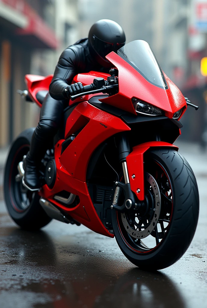 Creat a motorcycle design with red and black