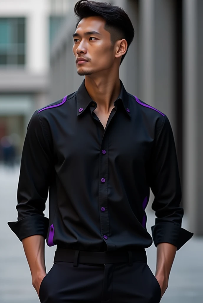 make a black shirt with purple details