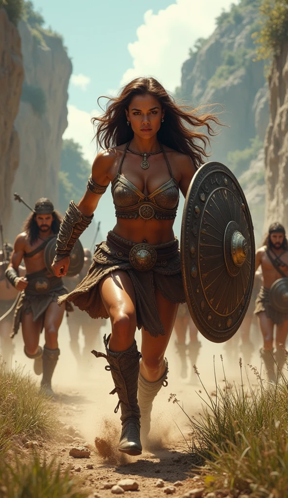 Beautiful woman in warrior costume running with shield and buckler, Greek Amazonian warriors, Female Warrior, Female warrior, barbarian Female warrior, 美しいFemale Warrior, Fighting the Barbarians, 筋肉質なFemale Warrior, Warrior Girl, north Female Warrior, north Female Warrior, beautiful Female Warrior, Female Barbarian, とても美しい狂Female warrior, medieval Female Warrior