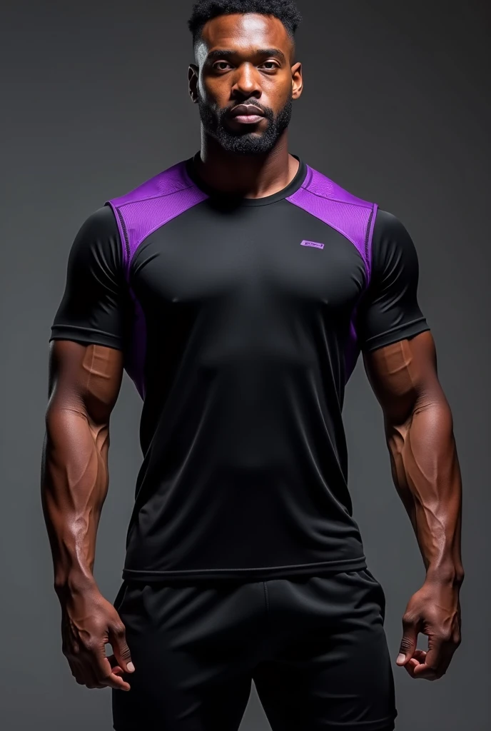 make a black athlete shirt with purple details