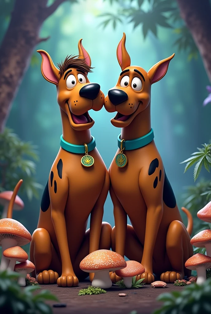 Shaggy and Skoob smoking cannabis and eating hallucinogenic mushrooms