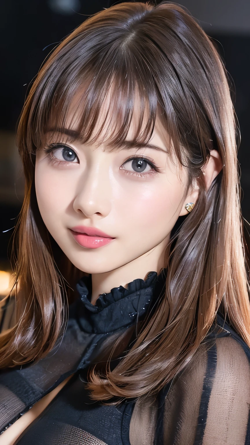 (8k, RAW Photos, Highest quality, masterpiece: 1.2)、Very detailed、Super Resolution、(Full body photography)、Natural color lip、Heavy eye makeup、(Tight sexy costume 1.2), Gorgeous Accessories、Straight Hair、H cup breasts、Big Breasts:1.2、(Background of a high-end nightclub with a night view1.2)、(Dynamic Sexy Pose 1.2)、(Gorgeous Theme 1.2)、(With cleavage 1.2)、(((Blurred Background:1.5、Photo studio、Cinema Lighting、Professional Photographer)))