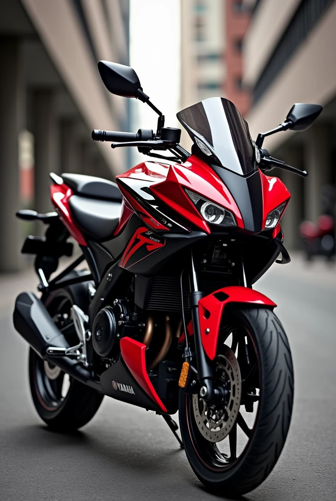 Creat a color combination with red and black on yamaha fz-s v2 motorcycle 