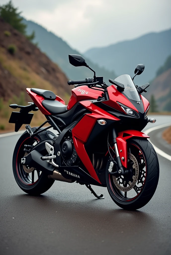 Creat a color combination with red and black on yamaha fz-s v2 naked motorcycle