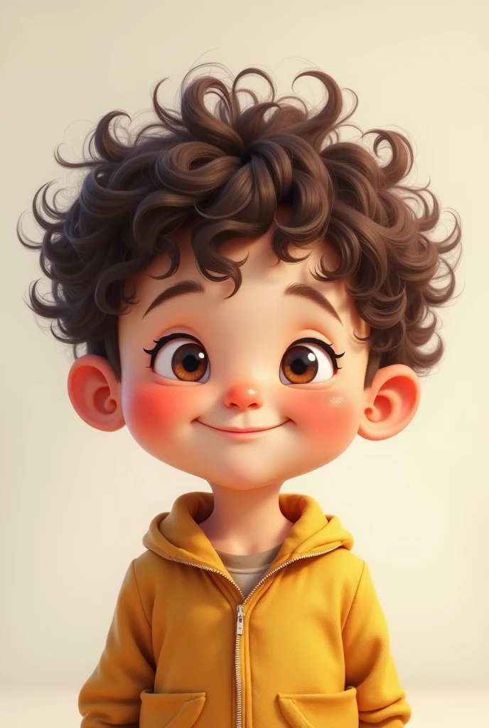 A boy with chubby chicks and curly hair

