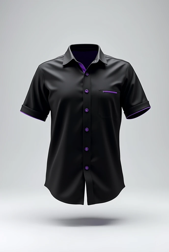 make a floating shirt in black with purple details