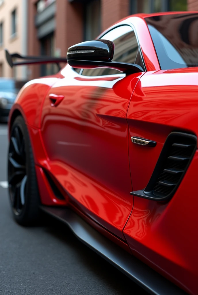 A car in red color on the door