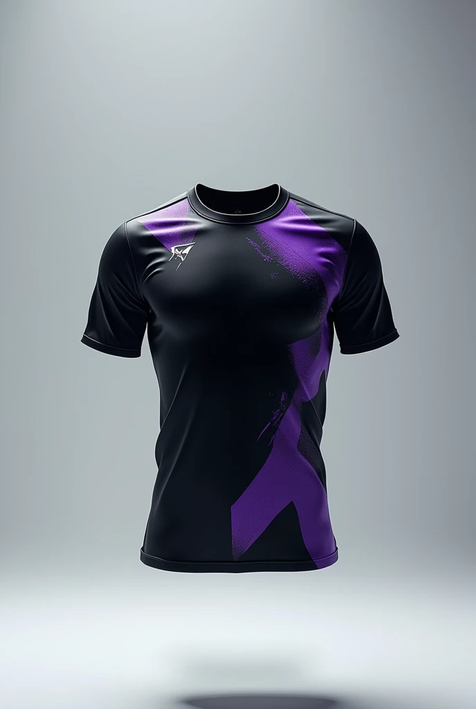 make a floating shirt, of athlete in black and with large details in purple
