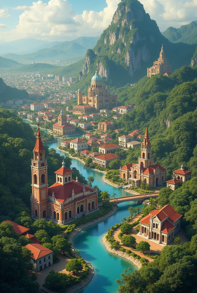 Design a mental map with five cities and five colonial churches currently existing in Panama.