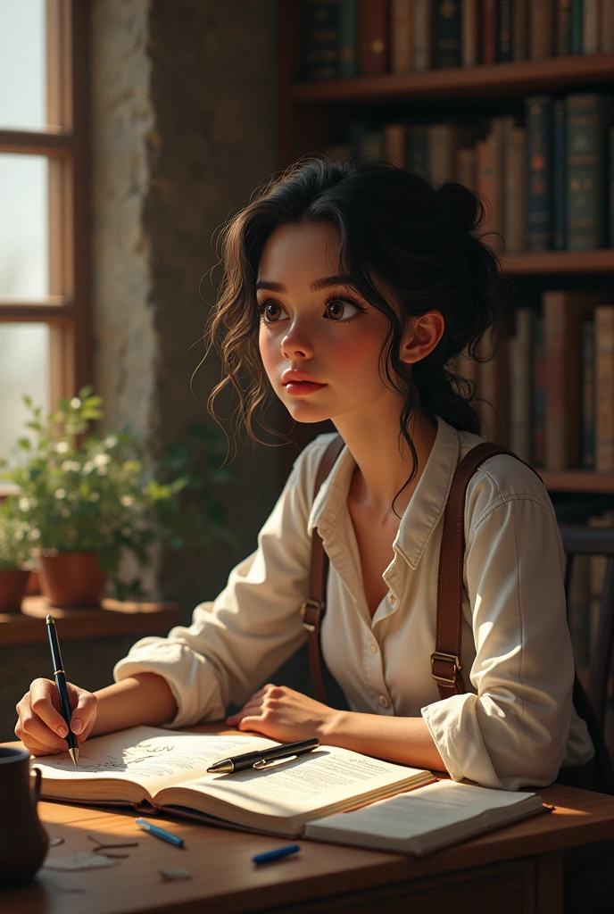while pursuing her dream of becoming a writer