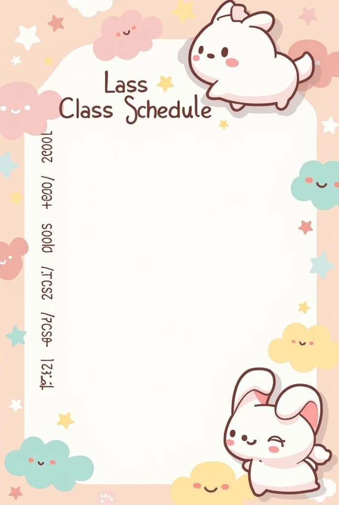 class schedule, cinnamoroll, that looks like cinnamoroll, kawaii, pastel colors, from Monday to Friday