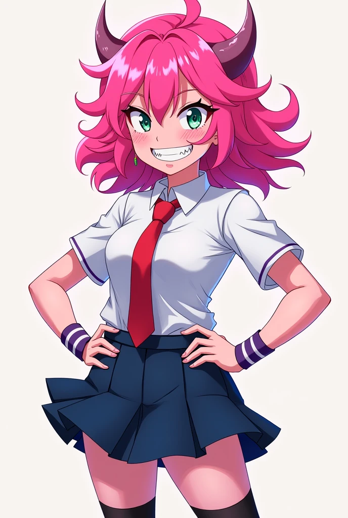 Create Mina Ashido from my hero academia with her school uniform