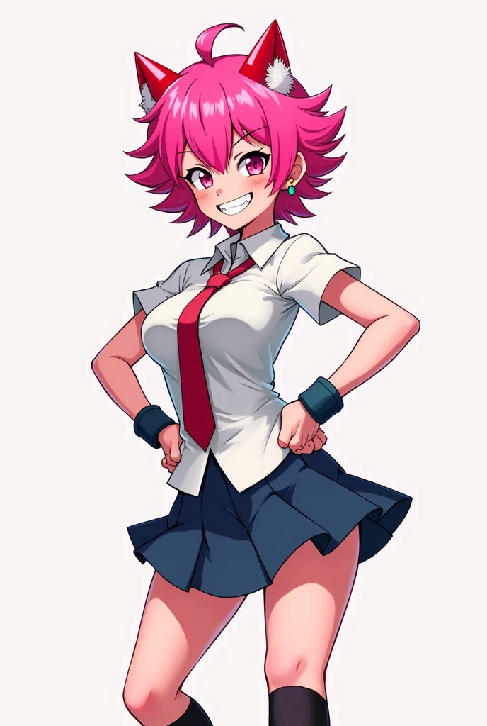 Create Mina Ashido from my hero academia with her school uniform