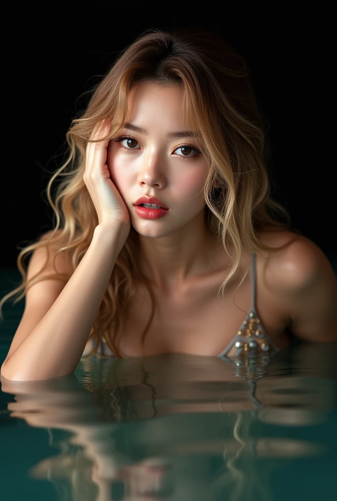Stunning beauty Alex Strassa、Wearing a swimsuit、Queen Core、Stunning composition evokes a sense of admiration、Surreal and ultra-detailed、spectacular movie lighting、32k UHD resolution、shot on Hasselblad H6D 400c Multi shot、Mitakon Speedmaster 35mm f1。4 XCD、small tits