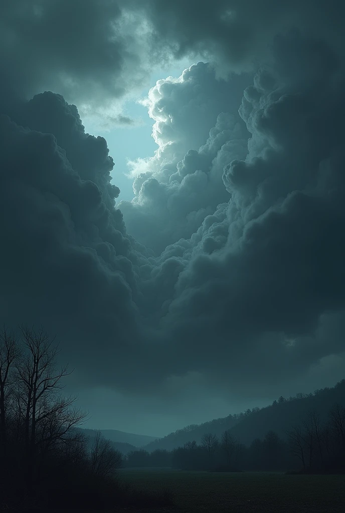 The sky suddenly darkens. Grey clouds gather