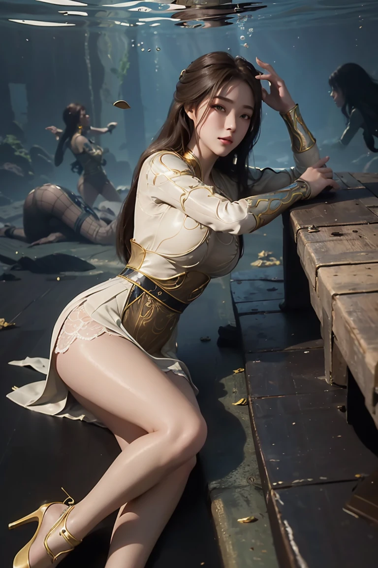 ater， diving， I have a perfect face， Eye， income， diving nude pose，Underwater，Underwater，break in，Ton de Aso cage overall, hair,exquisite high heels，Smooth thighs，Exquisite facial features and beautiful Eye bodyesbian，while lying down，Smooth thighs，Lace Skirt. 